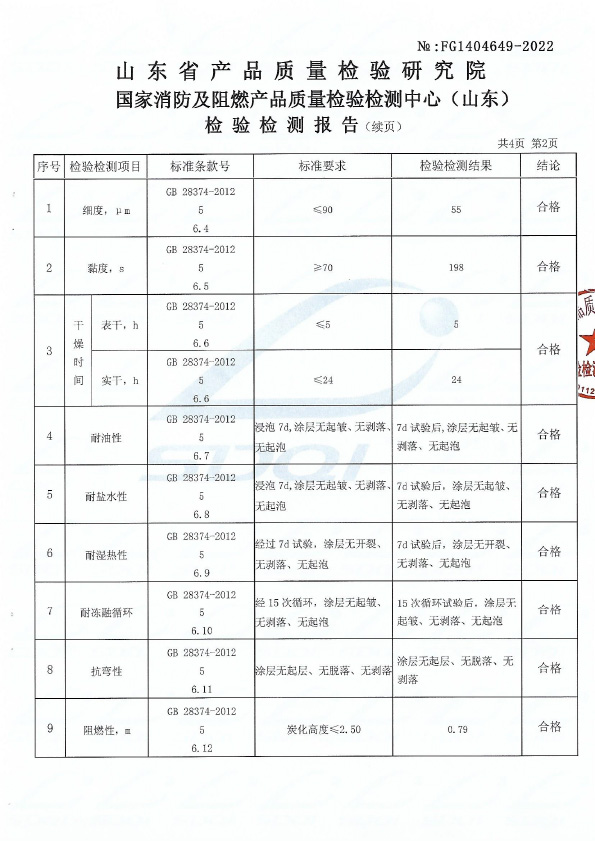 电缆防火涂料DL-G60型式试验报告