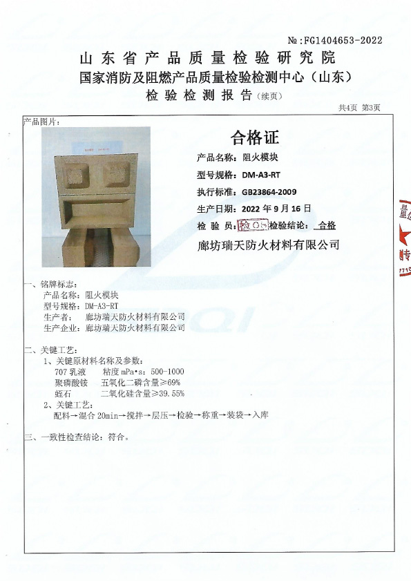 阻火模块DM-A3型式试验报告